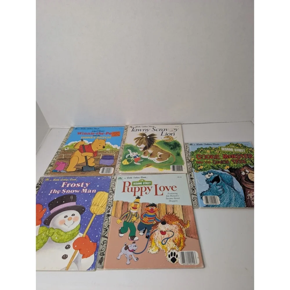 Vintage Little Golden Book Lot of 5 Sesame Street Winnie the Pooh Frosty Cookie